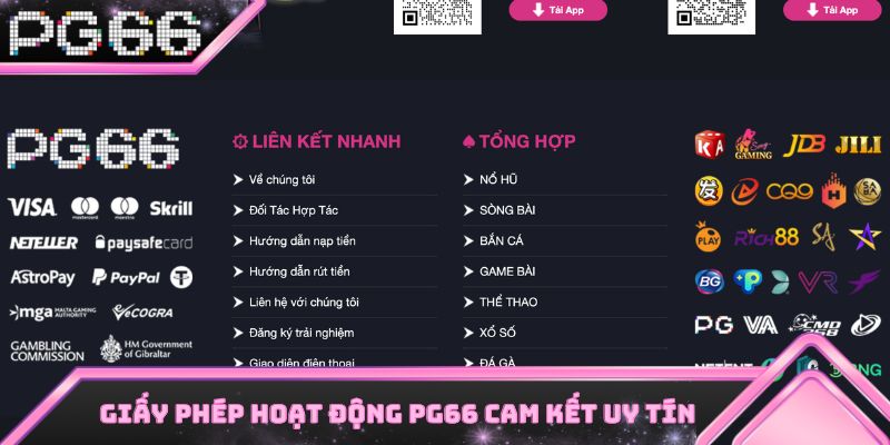 Giấy phép hoạt động PG66 cam kết mức độ uy tín thương hiệu