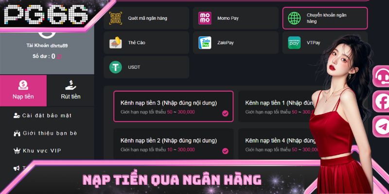 Nạp tiền PG66 qua ngân hàng nội địa